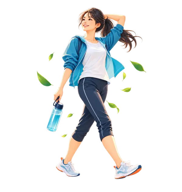 無理なく健康習慣を続ける女性のイラスト