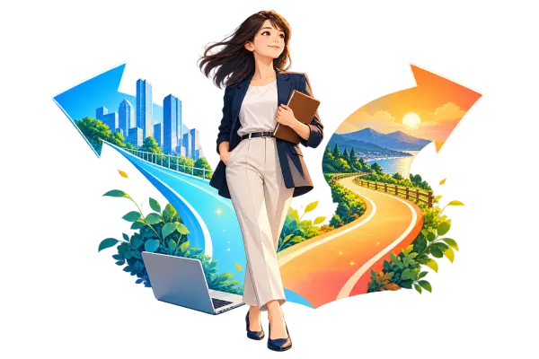 複数の働き方を選ぶ女性のイラスト